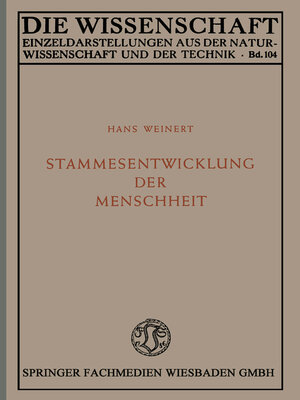 cover image of Stammesentwicklung der Menschheit